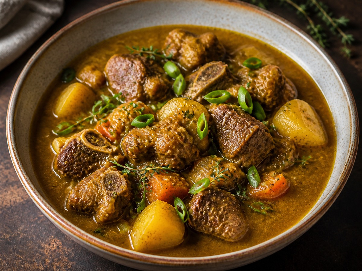 Jamaican curry goat, a gluten-free Caribbean dish